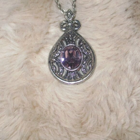Pendant with Pink Stone 24" Chain - Picture 3 of 3
